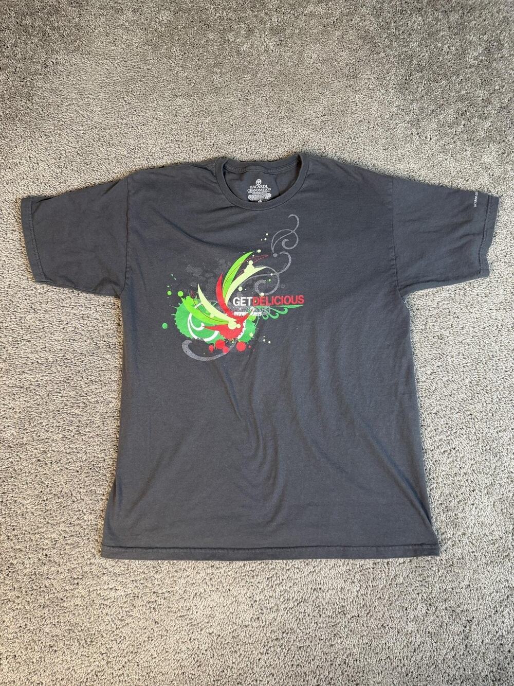 Vintage Bacardi Shirt Mens L Gray Rum Grand Melon Get Delicious Graphic Y2K